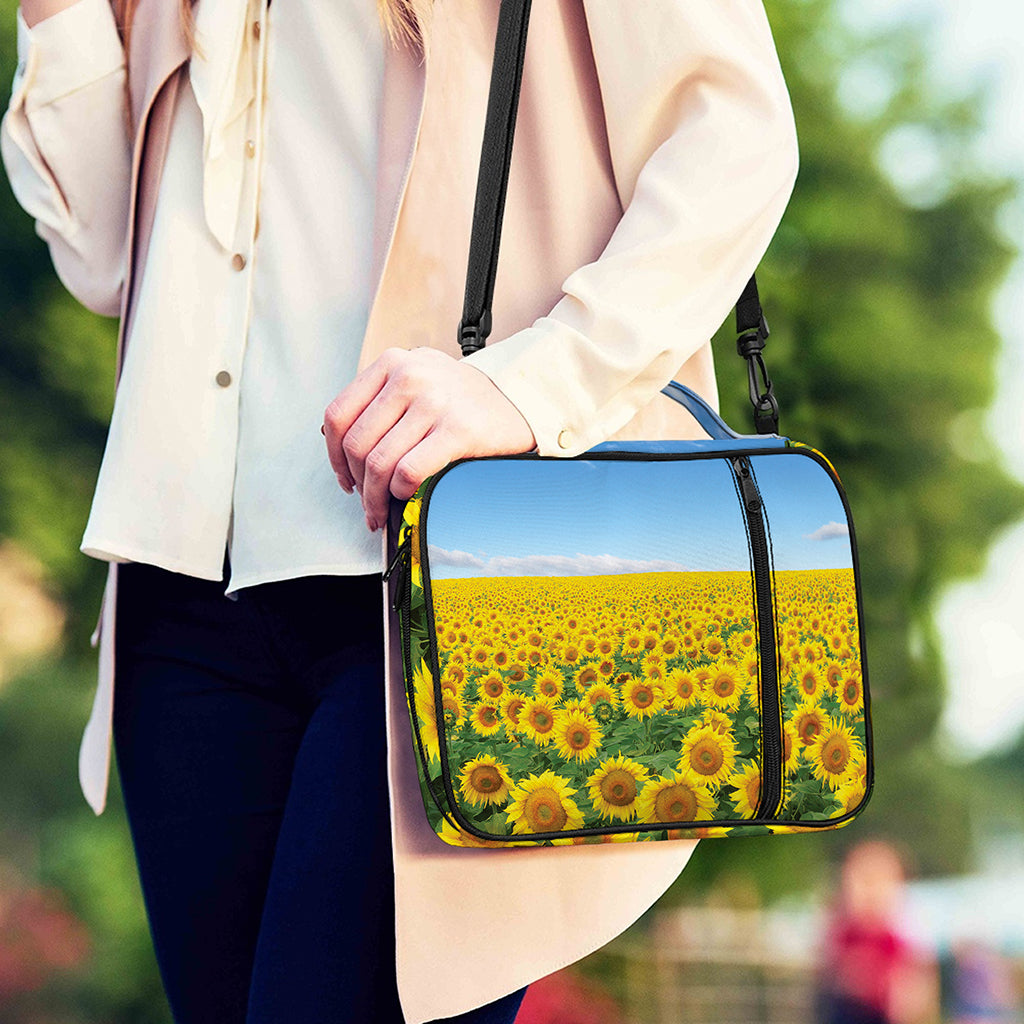 Sunflower Field Print Shoulder Strap Bible Bag
