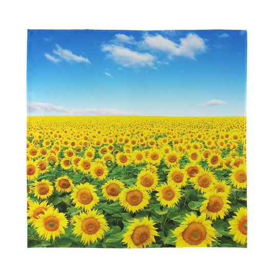 Sunflower Field Print Silk Bandana