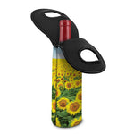 Sunflower Field Print Single Neoprene Wine Tote