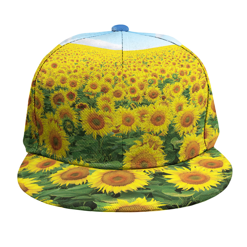 Sunflower Field Print Snapback Cap