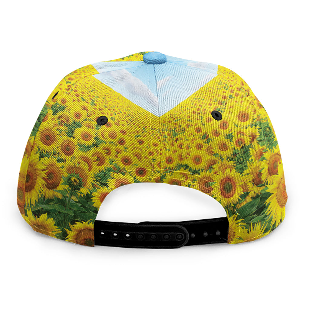 Sunflower Field Print Snapback Cap