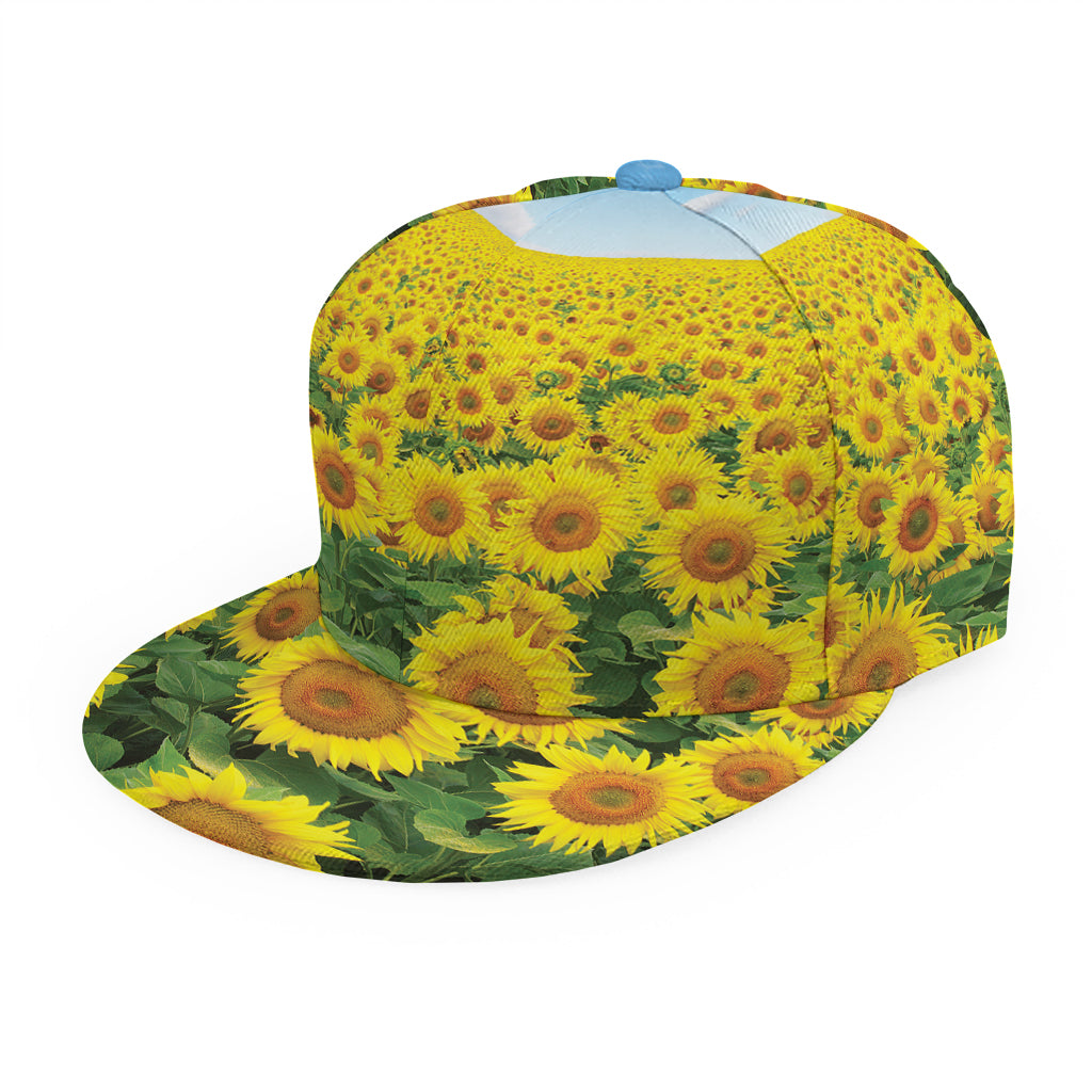Sunflower Field Print Snapback Cap