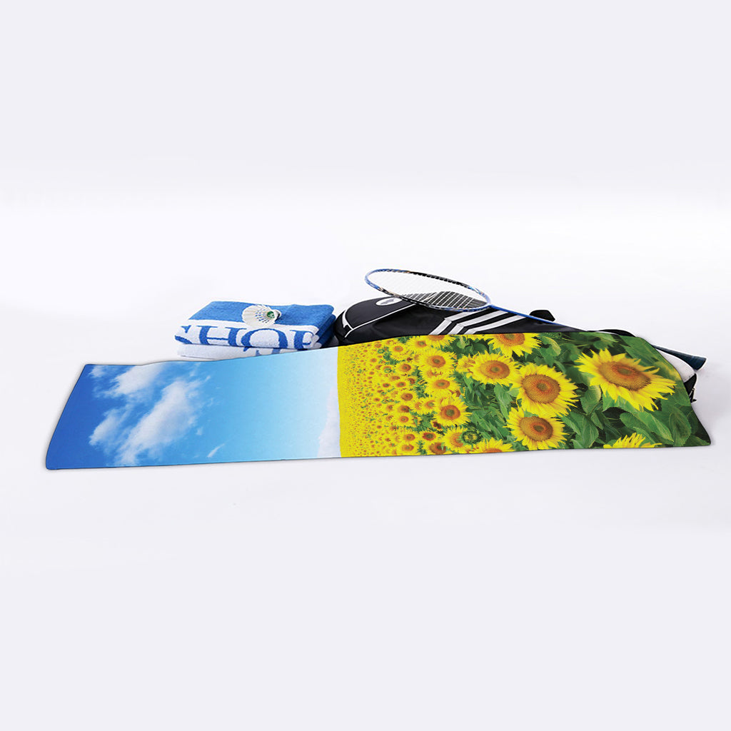 Sunflower Field Print Sports Towel