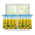 Sunflower Field Print Tier Curtains