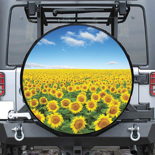 Sunflower Field Print Tire Cover