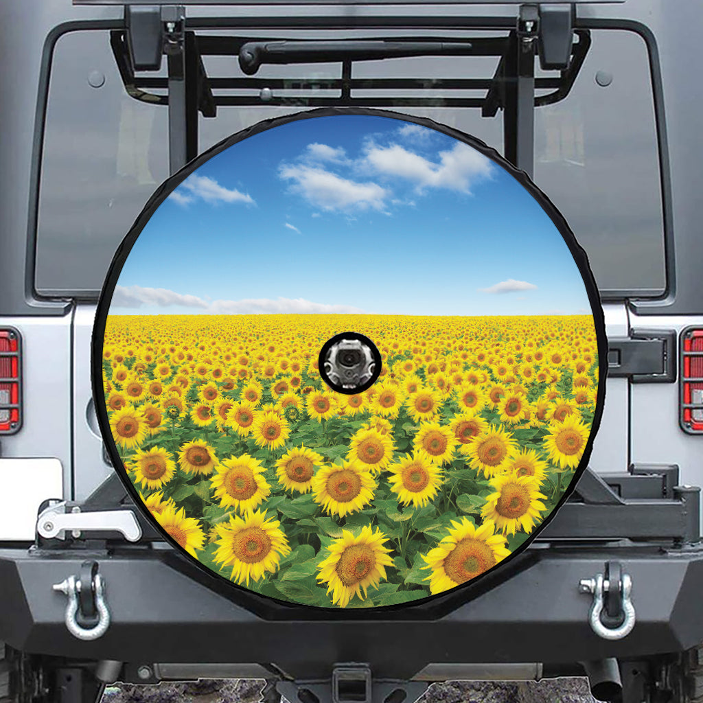 Sunflower Field Print Tire Cover With Camera Hole
