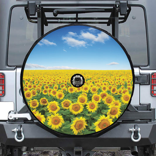 Sunflower Field Print Tire Cover With Camera Hole