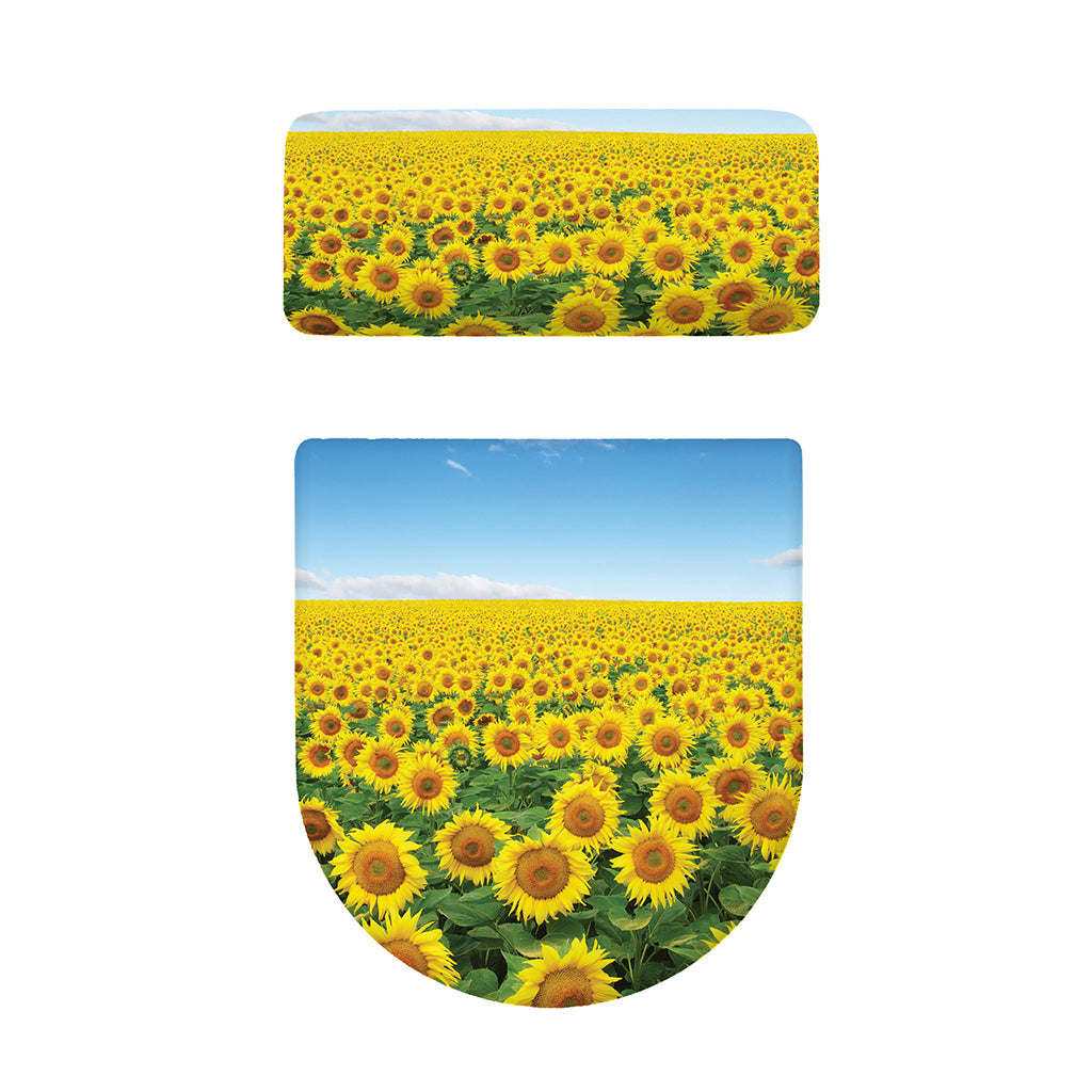Sunflower Field Print Toilet Lid And Tank Cover Set