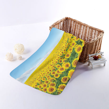 Sunflower Field Print Towel