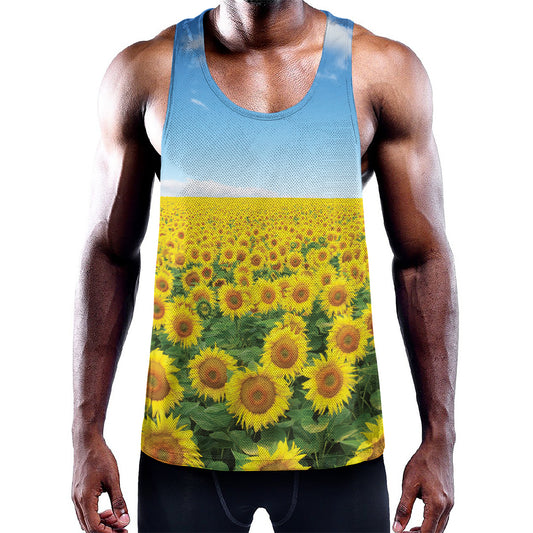Sunflower Field Print Training Tank Top