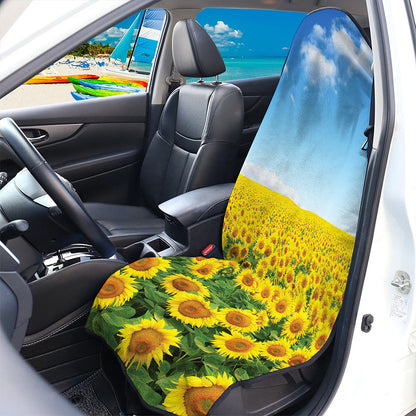 Sunflower Field Print Waterproof Car Seat Cover