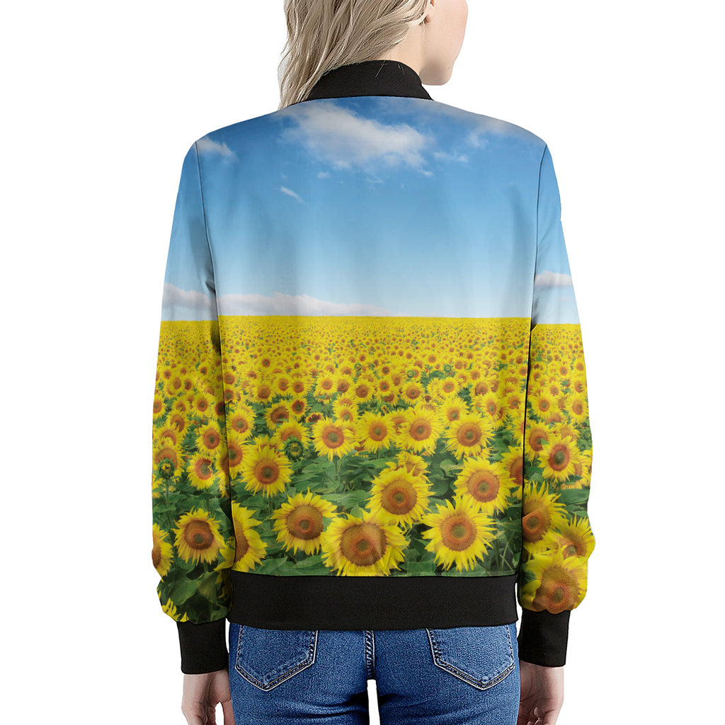 Sunflower Field Print Women's Bomber Jacket