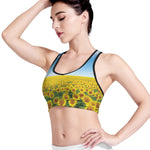 Sunflower Field Print Women's Sports Bra
