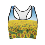 Sunflower Field Print Women's Sports Bra