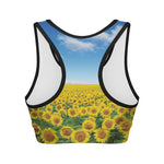Sunflower Field Print Women's Sports Bra