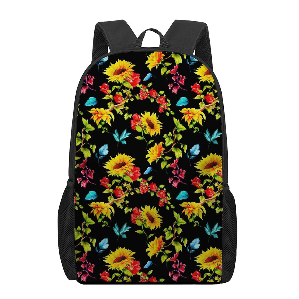 Sunflower Floral Pattern Print 17 Inch Backpack