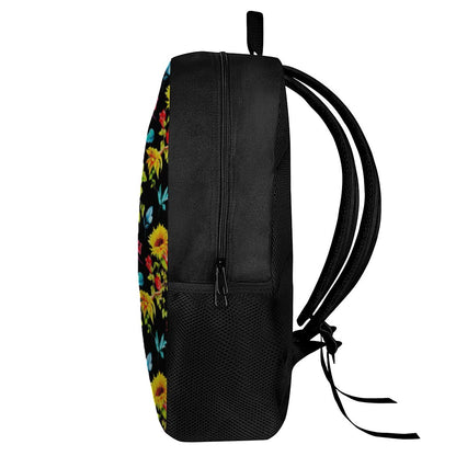 Sunflower Floral Pattern Print 17 Inch Backpack