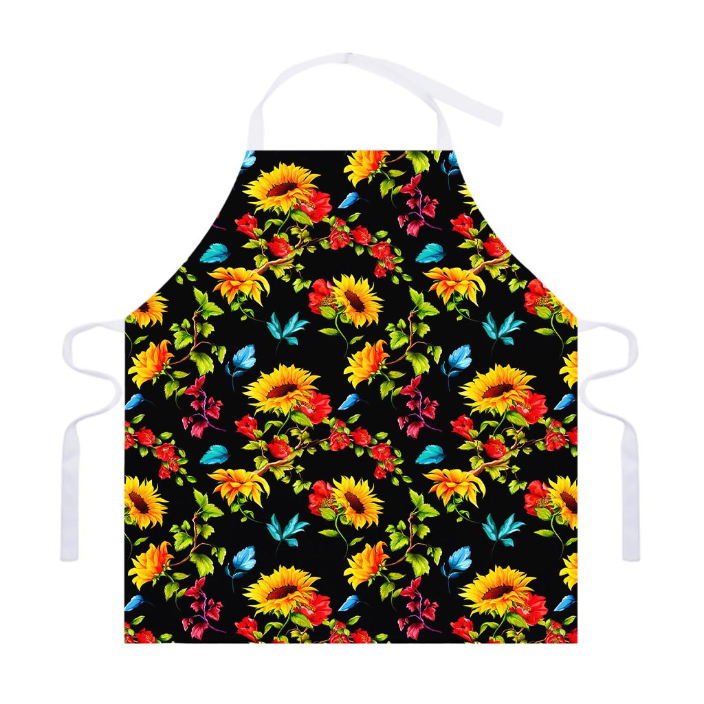 Sunflower Floral Pattern Print Adjustable Apron