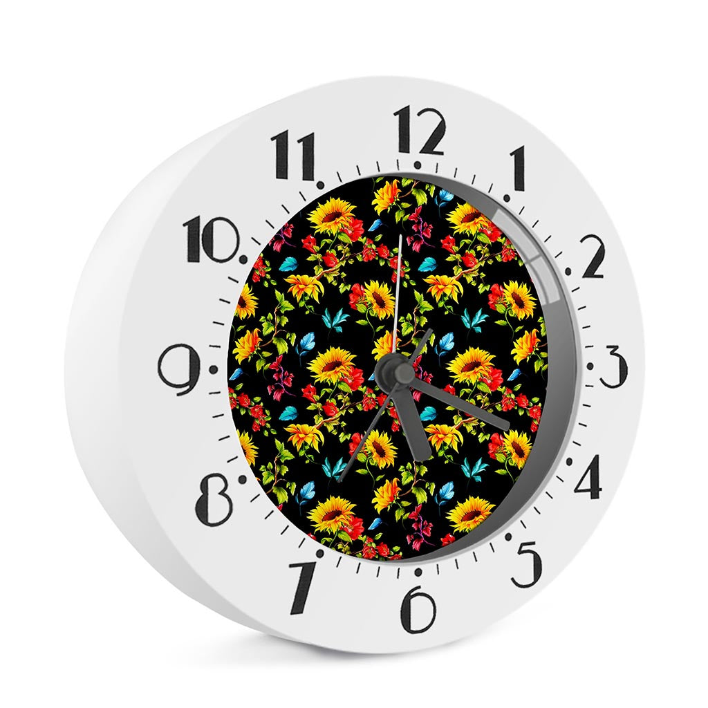 Sunflower Floral Pattern Print Alarm Clock
