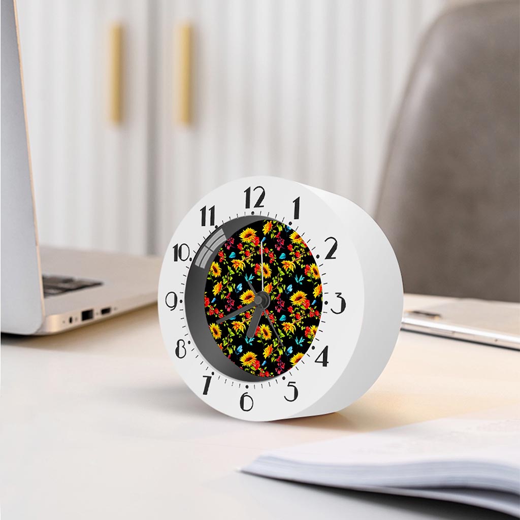 Sunflower Floral Pattern Print Alarm Clock