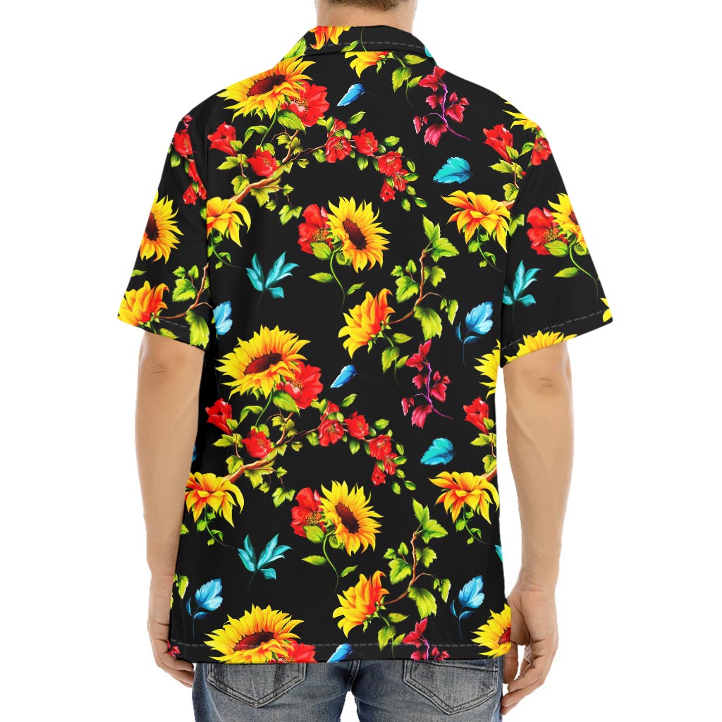 Sunflower Floral Pattern Print Aloha Shirt