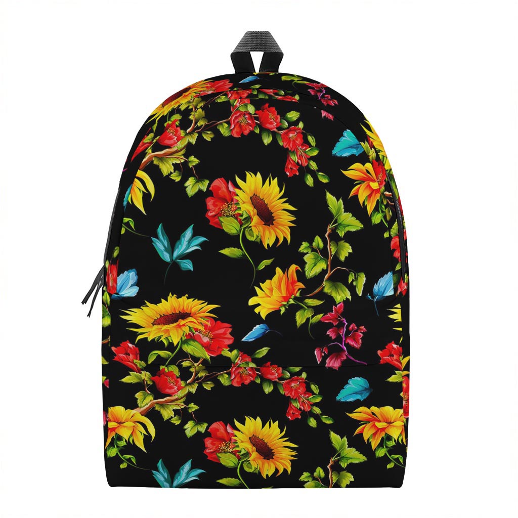 Sunflower Floral Pattern Print Backpack