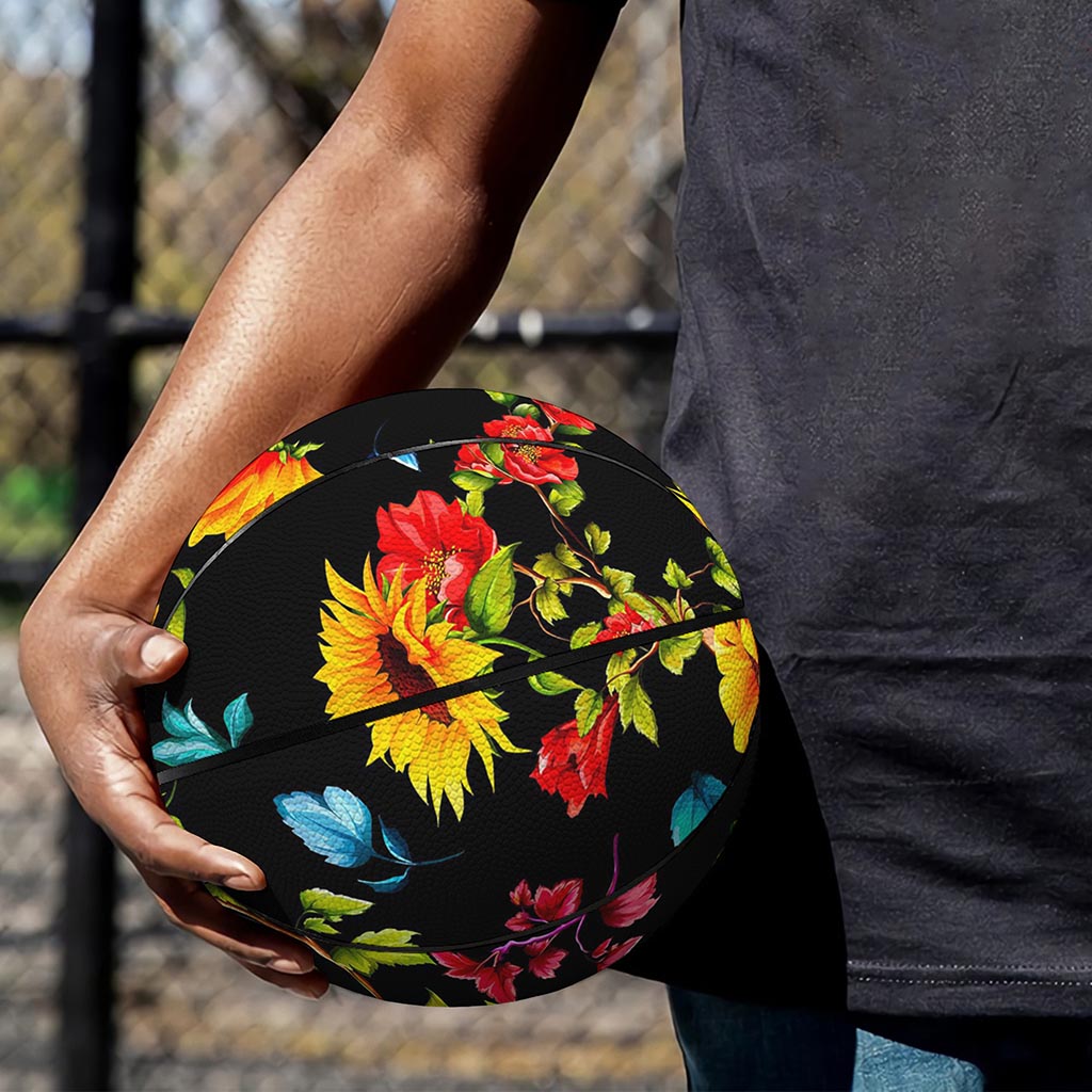Sunflower Floral Pattern Print Basketball