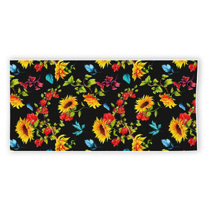 Sunflower Floral Pattern Print Beach Towel