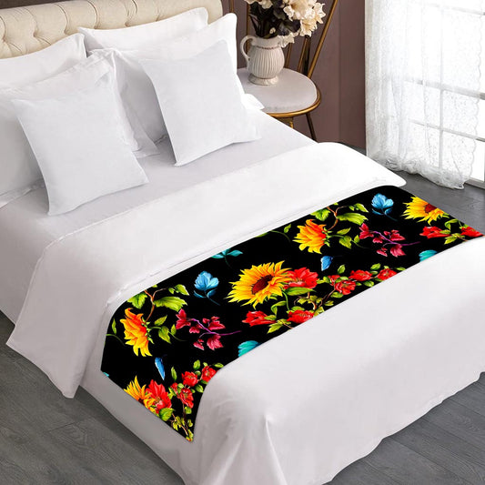 Sunflower Floral Pattern Print Bed Runner
