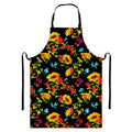 Sunflower Floral Pattern Print Bib Apron With Pocket