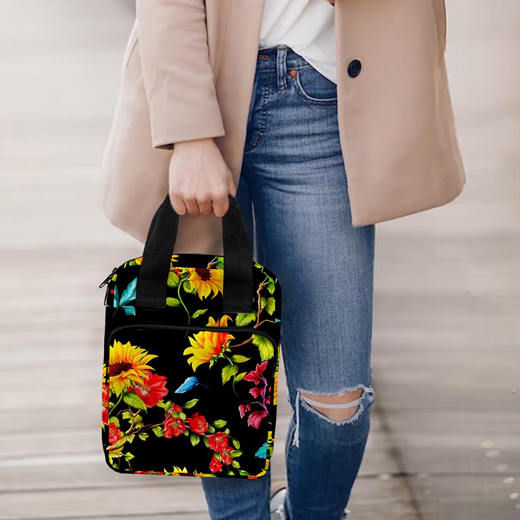 Sunflower Floral Pattern Print Bible Tote Bag