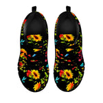 Sunflower Floral Pattern Print Black Running Shoes