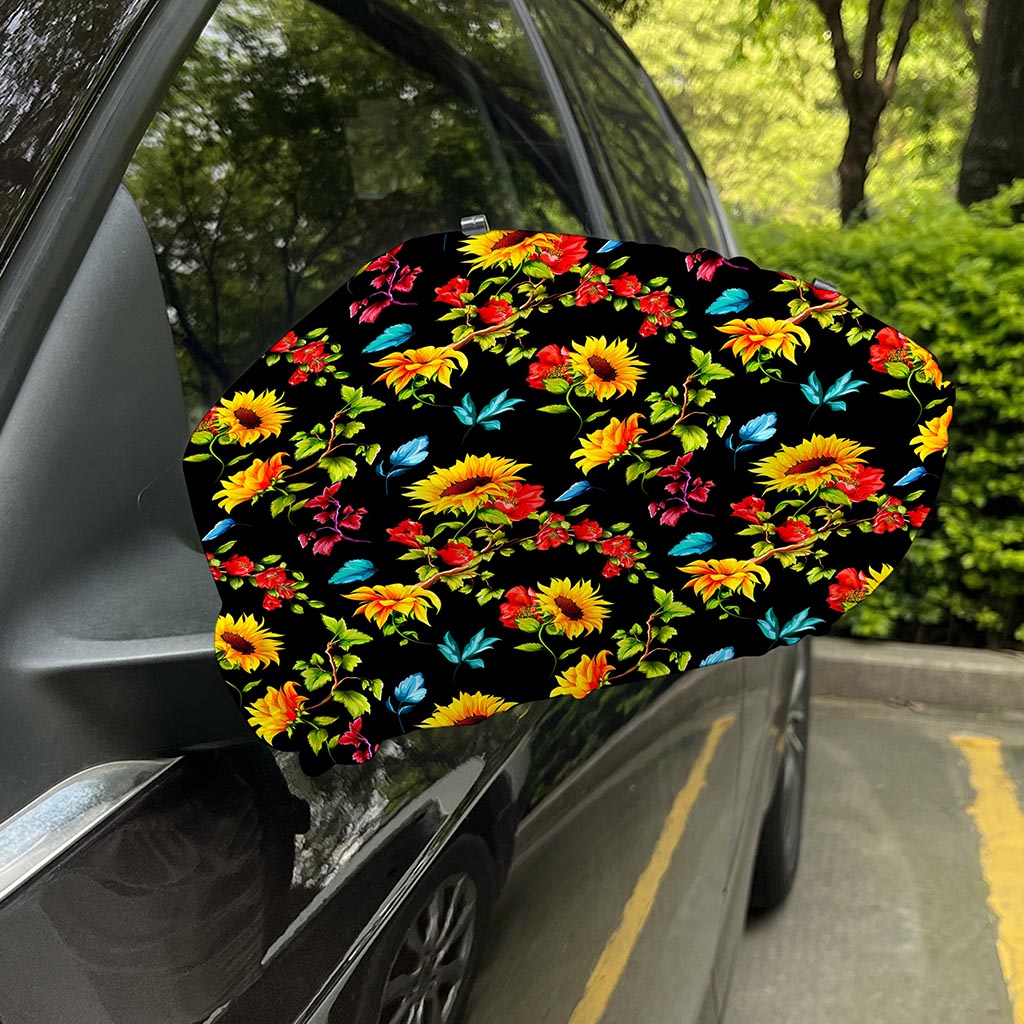 Sunflower Floral Pattern Print Car Side Mirror Covers