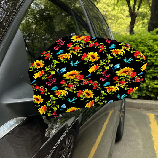 Sunflower Floral Pattern Print Car Side Mirror Covers
