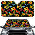 Sunflower Floral Pattern Print Car Windshield Sun Shade