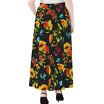 Sunflower Floral Pattern Print Chiffon Maxi Skirt