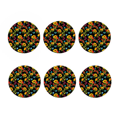 Sunflower Floral Pattern Print Coaster Set