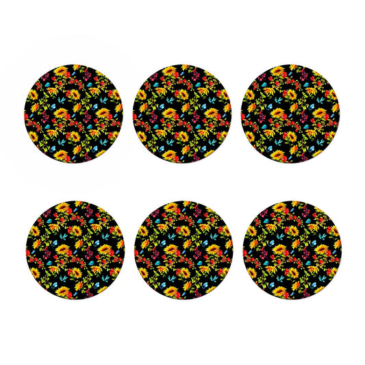 Sunflower Floral Pattern Print Coaster Set