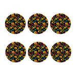 Sunflower Floral Pattern Print Coaster Set