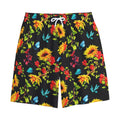 Sunflower Floral Pattern Print Cotton Shorts