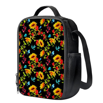 Sunflower Floral Pattern Print Crossbody Lunch Bag