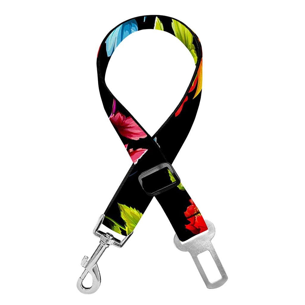 Sunflower Floral Pattern Print Dog Seat Belt