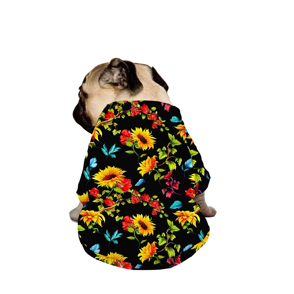 Sunflower Floral Pattern Print Dog Zip Up Jacket