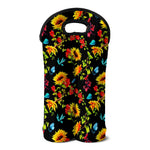 Sunflower Floral Pattern Print Double Neoprene Wine Tote