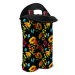 Sunflower Floral Pattern Print Double Neoprene Wine Tote