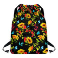 Sunflower Floral Pattern Print Drawstring Backpack