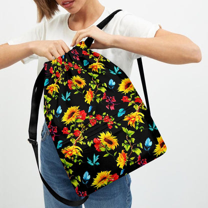 Sunflower Floral Pattern Print Drawstring Backpack