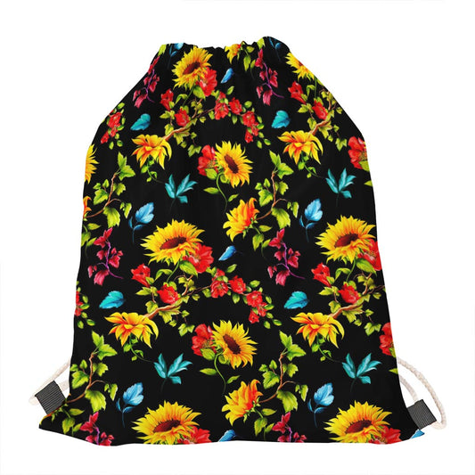 Sunflower Floral Pattern Print Drawstring Bag