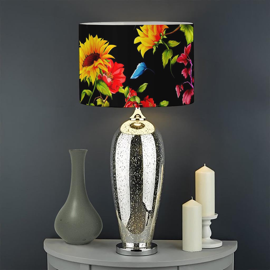 Sunflower Floral Pattern Print Drum Lamp Shade