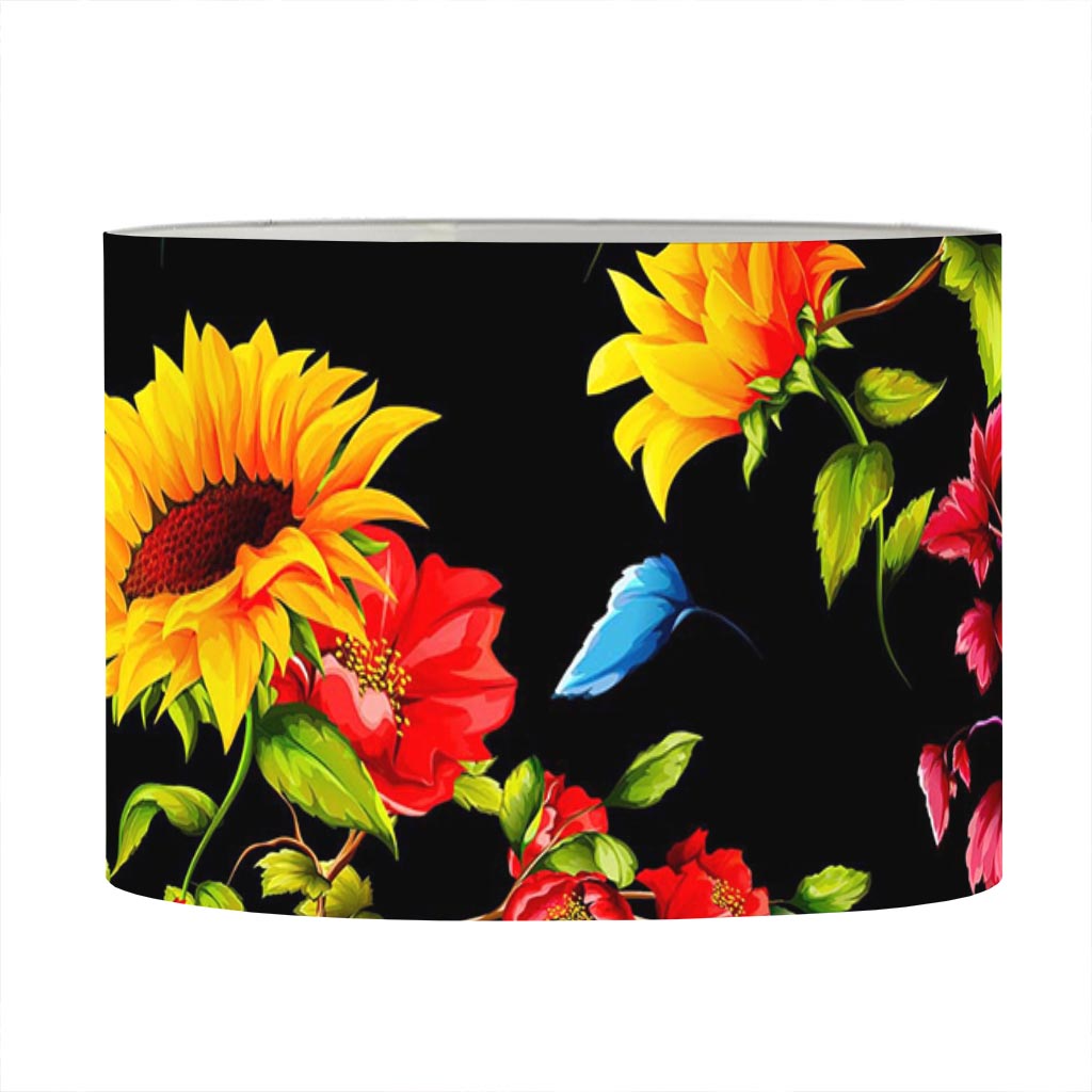 Sunflower Floral Pattern Print Drum Lamp Shade